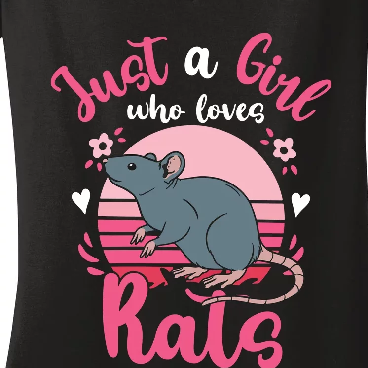 Rat Just A Girl Who Loves Rats Women's V-Neck T-Shirt