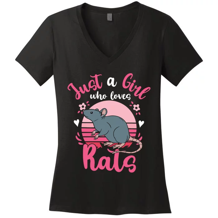 Rat Just A Girl Who Loves Rats Women's V-Neck T-Shirt