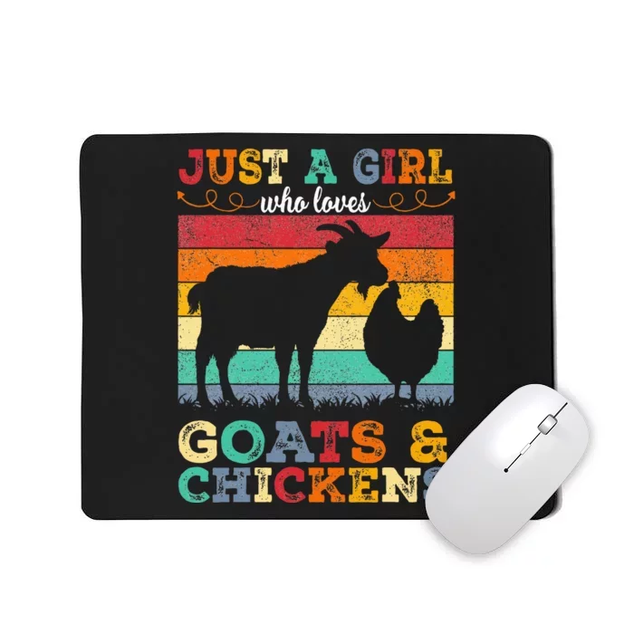 Retro Just A Girl Who Loves Chickens & Goats Farmer Mousepad