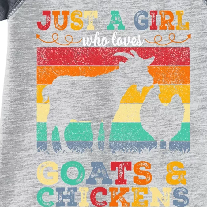 Retro Just A Girl Who Loves Chickens & Goats Farmer Infant Baby Jersey Bodysuit