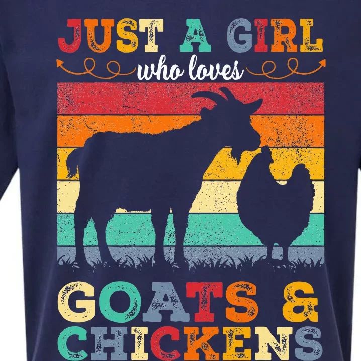 Retro Just A Girl Who Loves Chickens & Goats Farmer Sueded Cloud Jersey T-Shirt