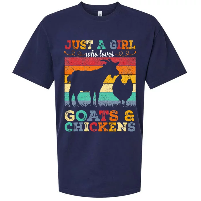 Retro Just A Girl Who Loves Chickens & Goats Farmer Sueded Cloud Jersey T-Shirt