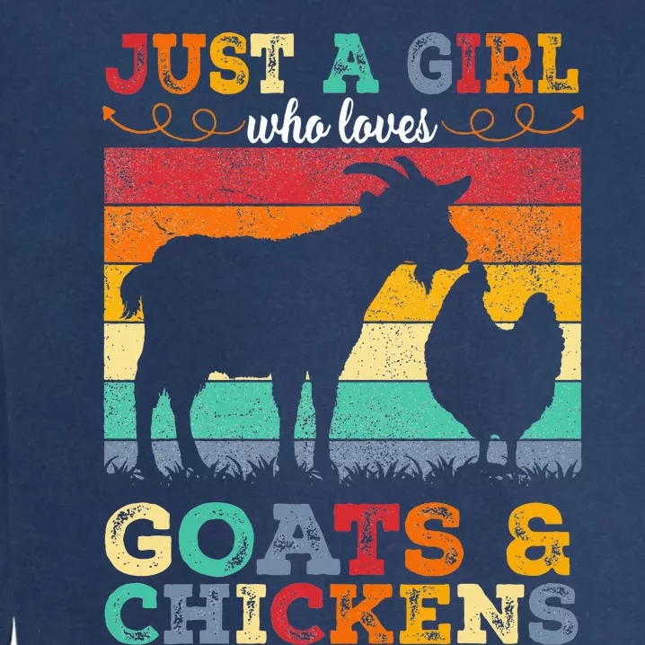 Retro Just A Girl Who Loves Chickens & Goats Farmer Garment-Dyed Sweatshirt