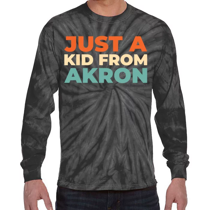 Retro Just A Ki From Ohio Akron American Vintage Us City Tie-Dye Long Sleeve Shirt