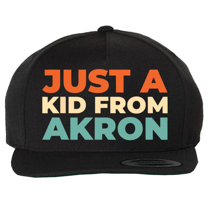 Retro Just A Ki From Ohio Akron American Vintage Us City Wool Snapback Cap