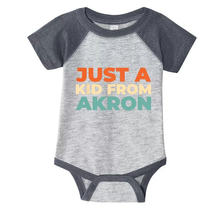 Retro Just A Ki From Ohio Akron American Vintage Us City Infant Baby Jersey Bodysuit