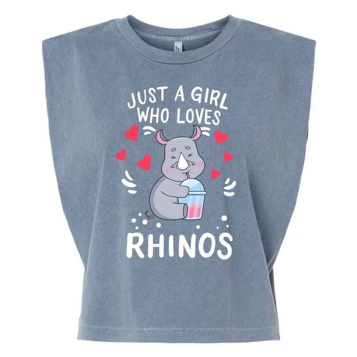 Rhino Just A Girl Who Loves Rhinos Gift Garment-Dyed Women's Muscle Tee