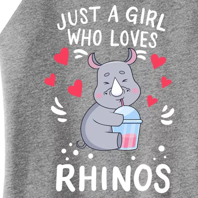 Rhino Just A Girl Who Loves Rhinos Gift Women’s Perfect Tri Rocker Tank