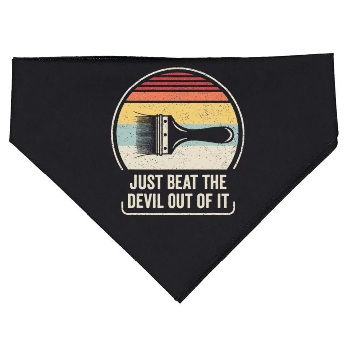 Retro Just Beat The Devil Out Of It Funny Artist Drawing USA-Made Doggie Bandana