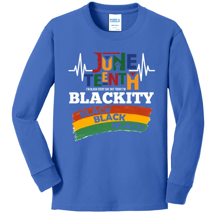 Retro Juneteenth Blackity Black History African America Bhm Gift Kids Long Sleeve Shirt