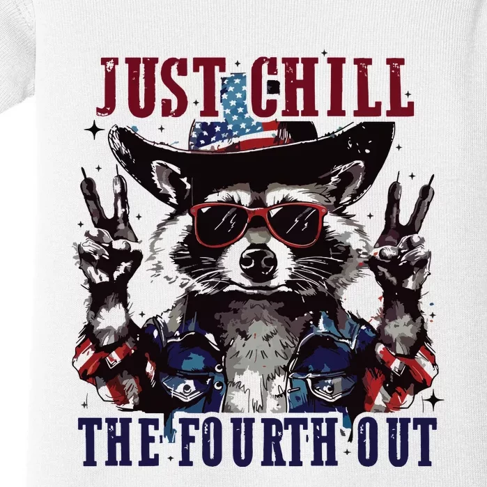 Raccoon Just Chill The Fourth Out Baby Bodysuit