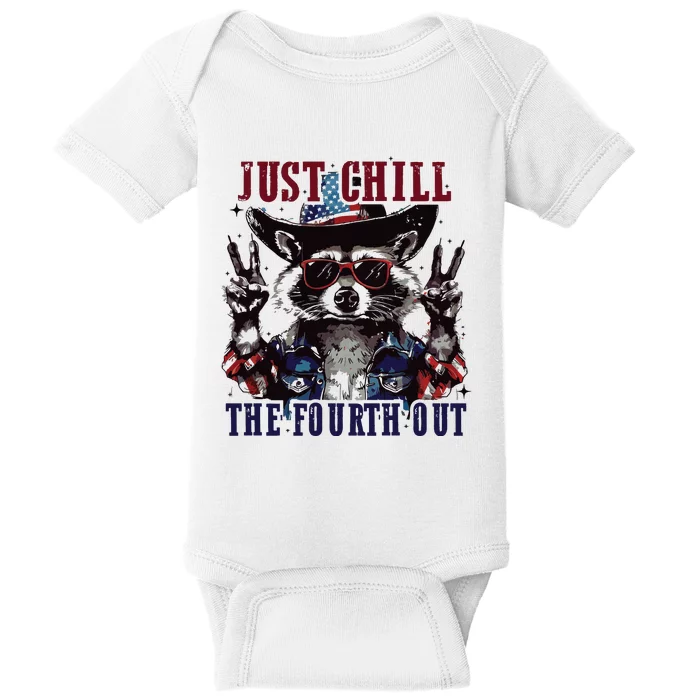 Raccoon Just Chill The Fourth Out Baby Bodysuit