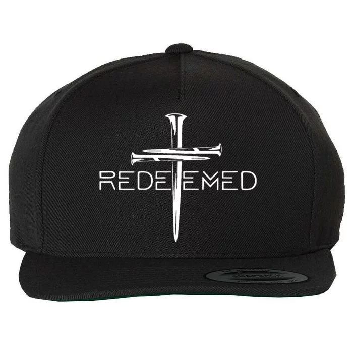 Redeemed Jesus Christ Died For My Sins 3 Nails Cross Christian Catholic Wool Snapback Cap