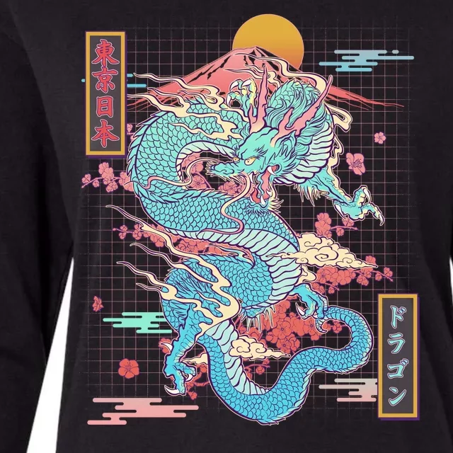 Retro Japanese Dragon Tokyo Japan Womens Cotton Relaxed Long Sleeve T-Shirt