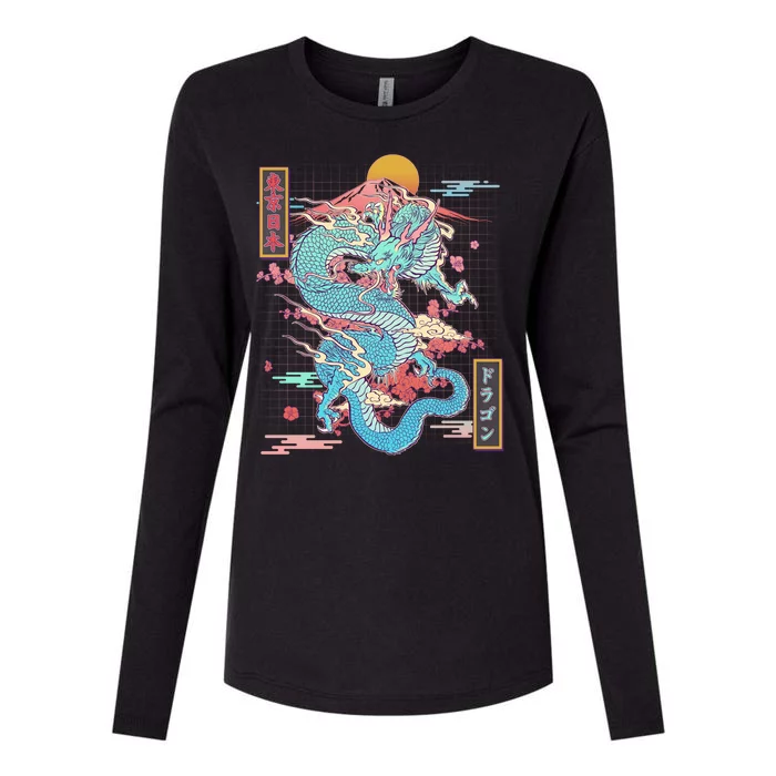 Retro Japanese Dragon Tokyo Japan Womens Cotton Relaxed Long Sleeve T-Shirt