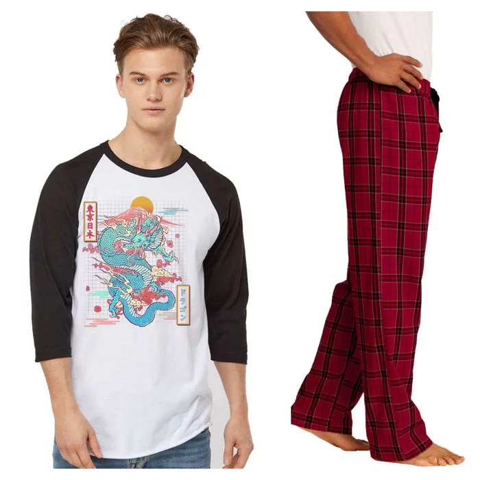 Retro Japanese Dragon Tokyo Japan Raglan Sleeve Pajama Set