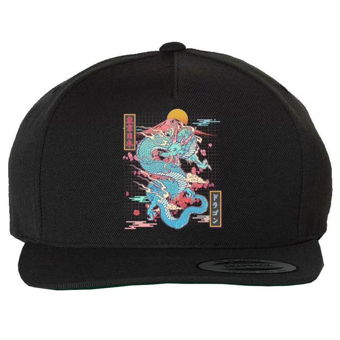 Retro Japanese Dragon Tokyo Japan Wool Snapback Cap