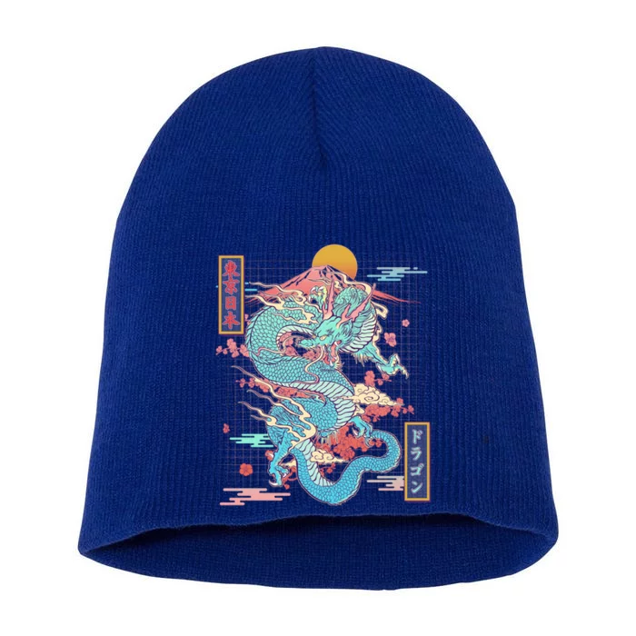 Retro Japanese Dragon Tokyo Japan Short Acrylic Beanie