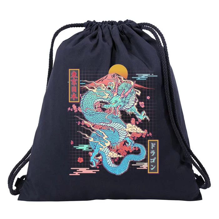 Retro Japanese Dragon Tokyo Japan Drawstring Bag