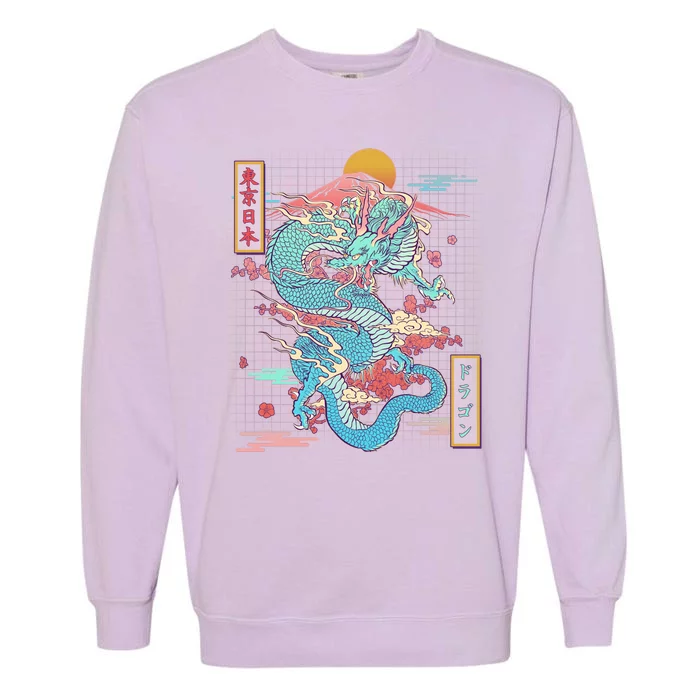 Retro Japanese Dragon Tokyo Japan Garment-Dyed Sweatshirt