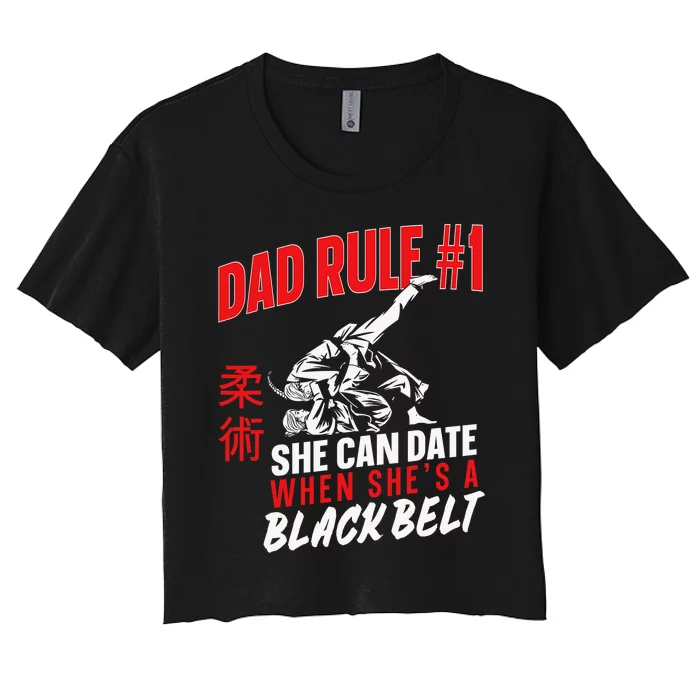 Retro Jiu-Jitsu Dad BJJ Man Father Vintage Women's Crop Top Tee