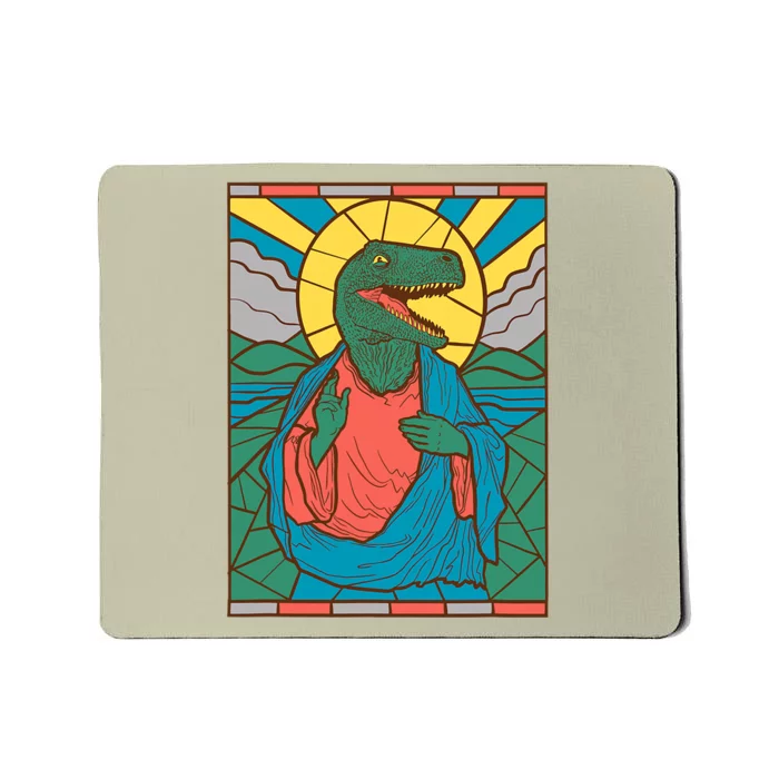 Raptor Jesus Dinosaur Christ Meme Holy Velociraptor Mousepad