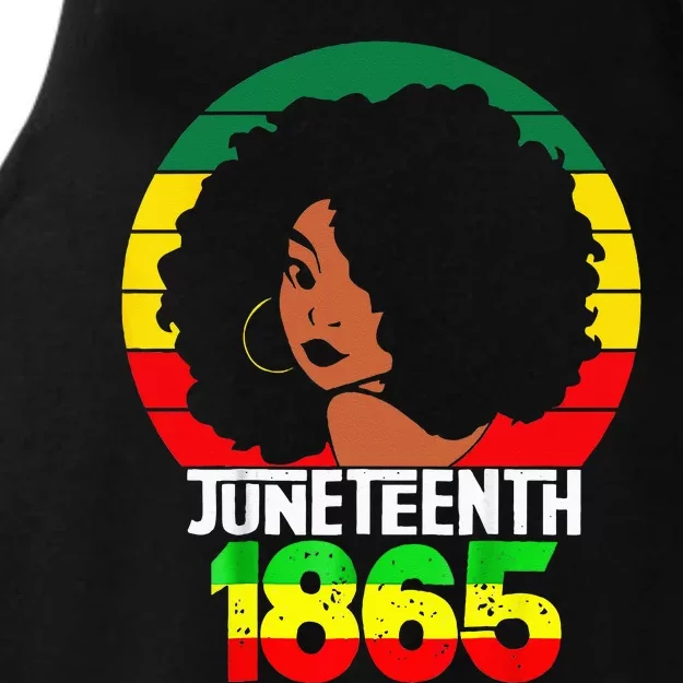 Retro Juneteenth Day 1865 Afro Melanin Black Ladies Tri-Blend Wicking Tank