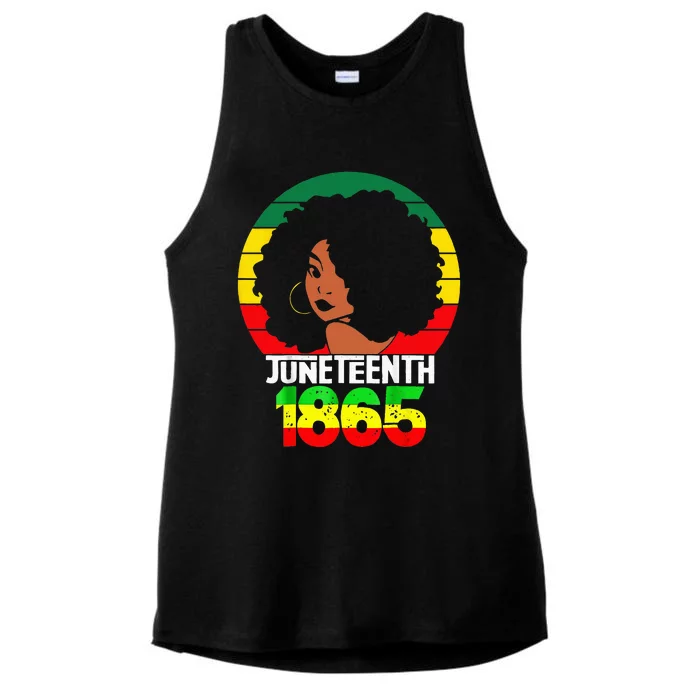 Retro Juneteenth Day 1865 Afro Melanin Black Ladies Tri-Blend Wicking Tank