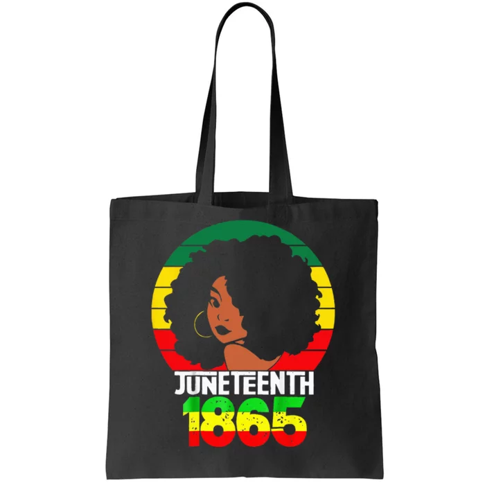 Retro Juneteenth Day 1865 Afro Melanin Black Tote Bag