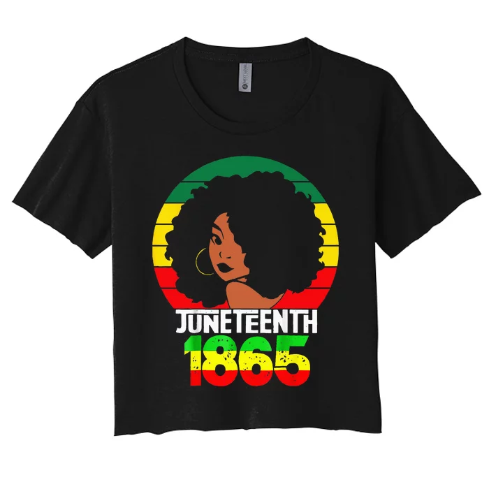 Retro Juneteenth Day 1865 Afro Melanin Black Women's Crop Top Tee