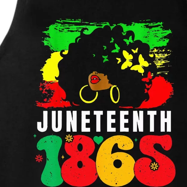 Retro Juneteenth Day 1865 Afro Melanin Black Ladies Tri-Blend Wicking Tank