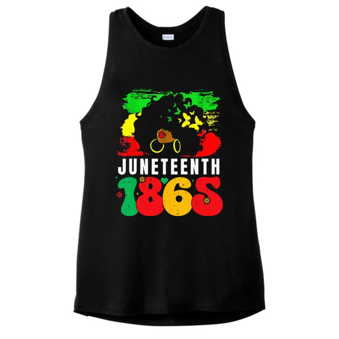 Retro Juneteenth Day 1865 Afro Melanin Black Ladies Tri-Blend Wicking Tank