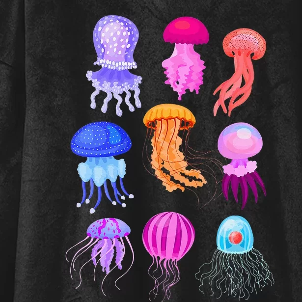 Retro Jellyfish Design Hooded Wearable Blanket