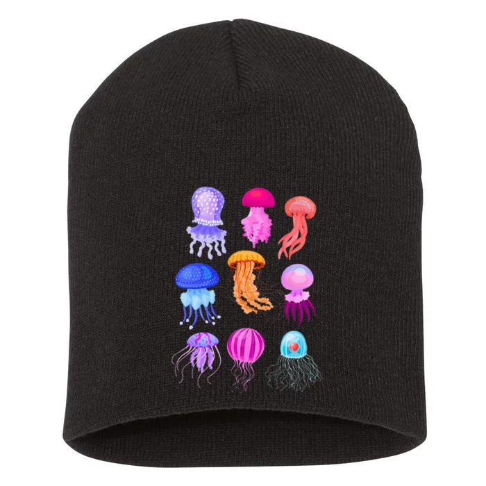 Retro Jellyfish Design Short Acrylic Beanie