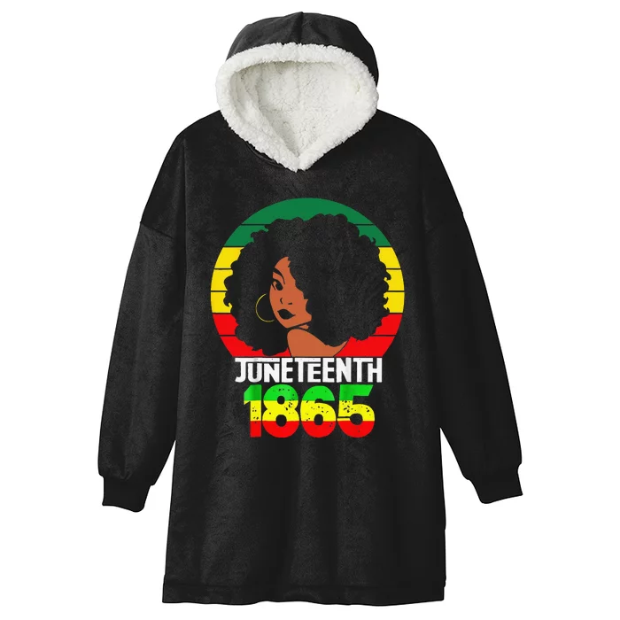 Retro Juneteenth Day 1865 Afro Melanin Black Wo Hooded Wearable Blanket