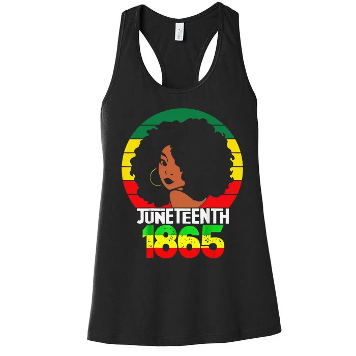 Retro Juneteenth Day 1865 Afro Melanin Black Wo Women's Racerback Tank