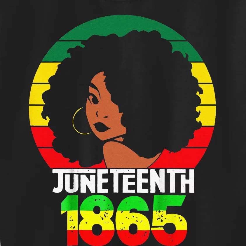 Retro Juneteenth Day 1865 Afro Melanin Black Wo Kids Sweatshirt