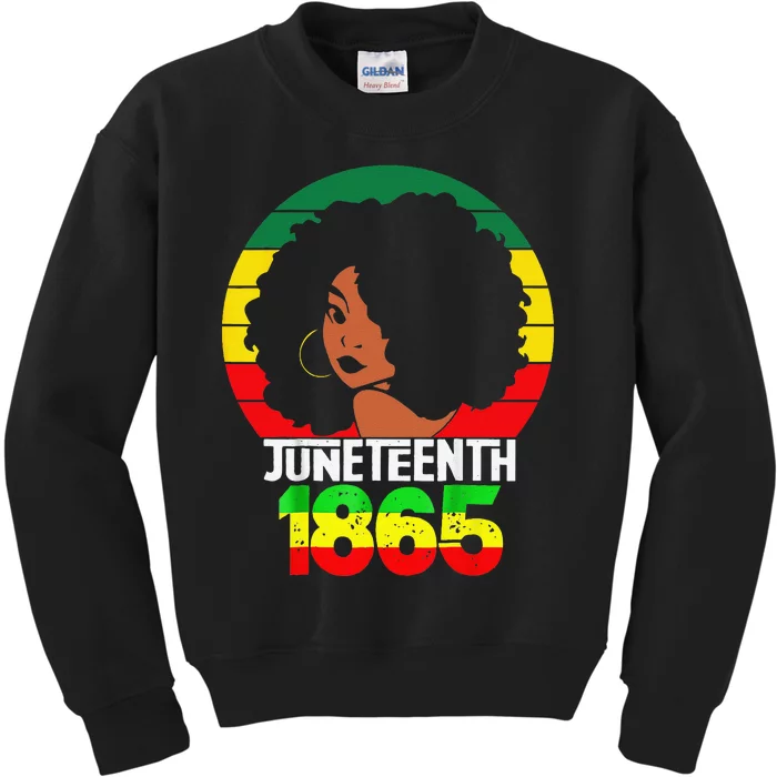 Retro Juneteenth Day 1865 Afro Melanin Black Wo Kids Sweatshirt