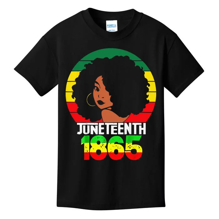 Retro Juneteenth Day 1865 Afro Melanin Black Wo Kids T-Shirt