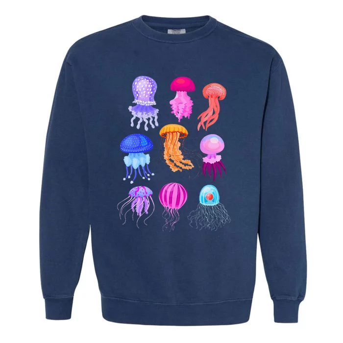 Retro Jellyfish Design Garment-Dyed Sweatshirt