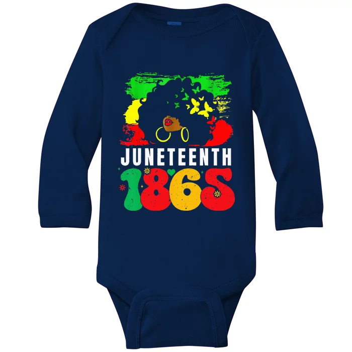 Retro Juneteenth Day 1865 Afro Melanin Black Wo Baby Long Sleeve Bodysuit