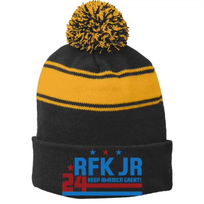 RFK Jr Election 2024 Keep America Great Stripe Pom Pom Beanie