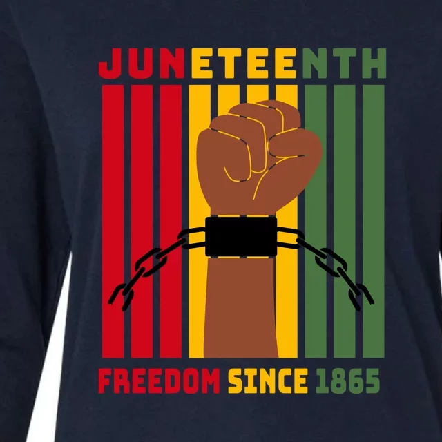 Retro Juneteenth Freedom Since 1865 Fist Afro America Gift Womens Cotton Relaxed Long Sleeve T-Shirt