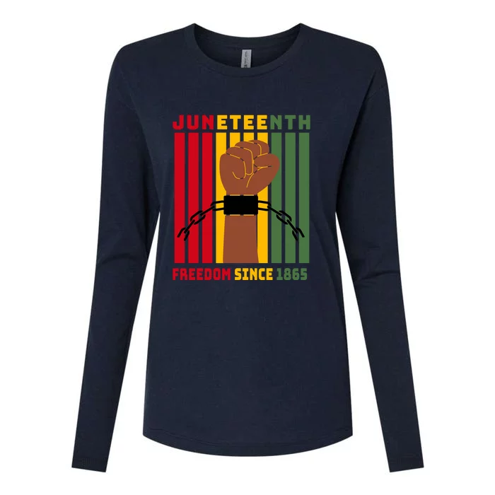 Retro Juneteenth Freedom Since 1865 Fist Afro America Gift Womens Cotton Relaxed Long Sleeve T-Shirt