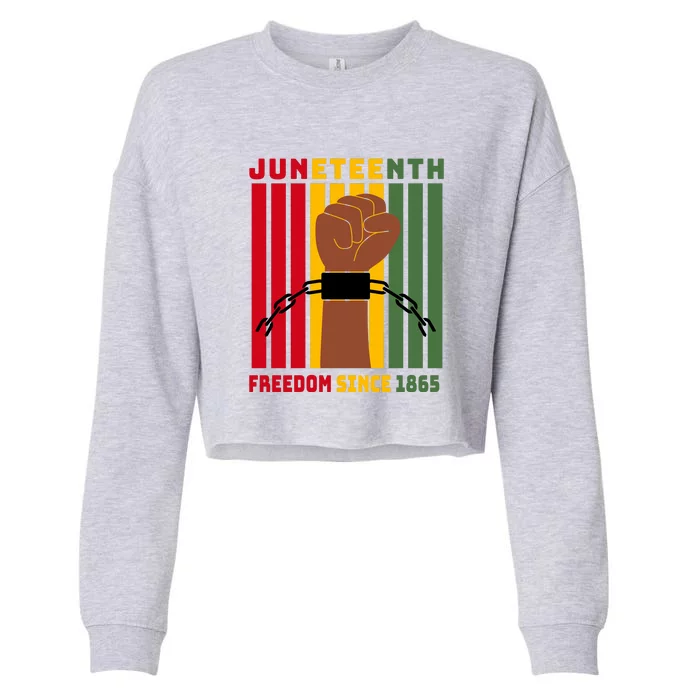 Retro Juneteenth Freedom Since 1865 Fist Afro America Gift Cropped Pullover Crew