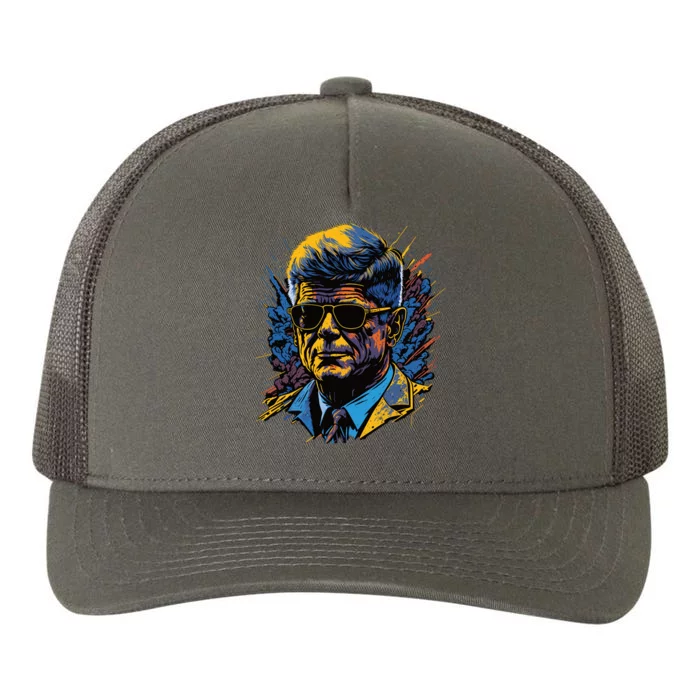 Retro John F Kennedy Pop Yupoong Adult 5-Panel Trucker Hat