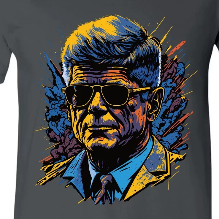 Retro John F Kennedy Pop V-Neck T-Shirt