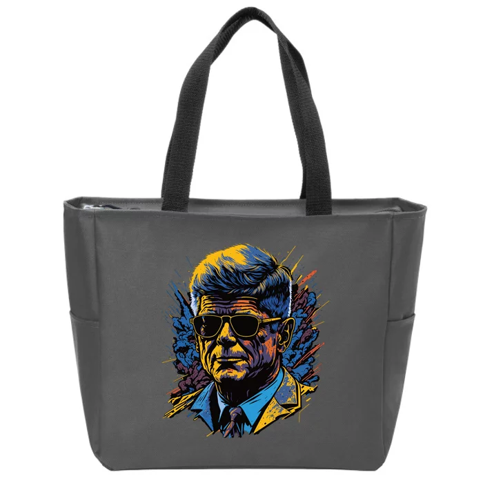 Retro John F Kennedy Pop Zip Tote Bag