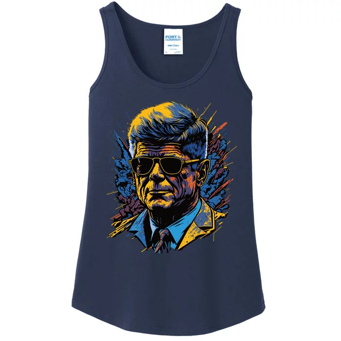 Retro John F Kennedy Pop Ladies Essential Tank