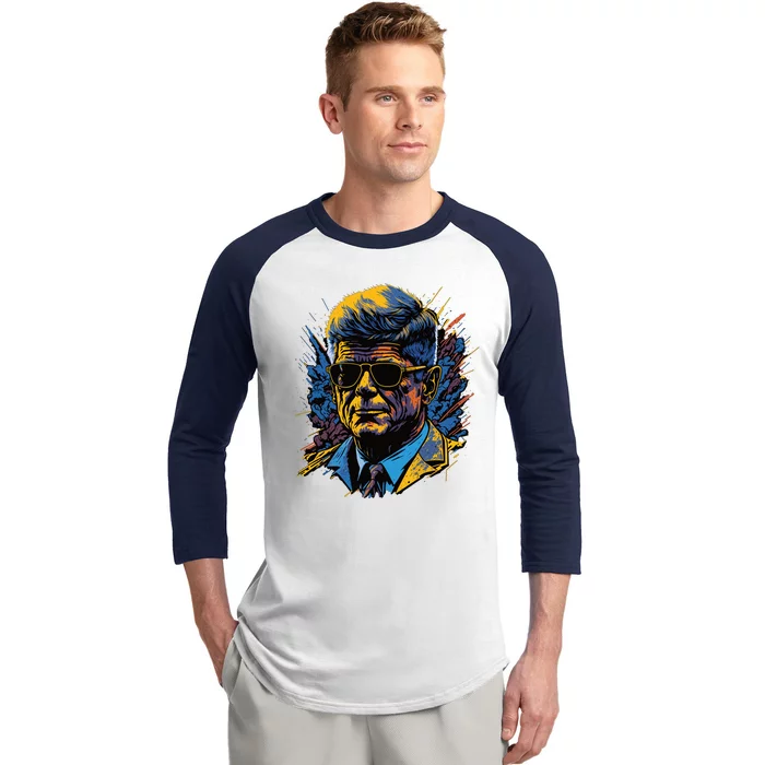 Retro John F Kennedy Pop Baseball Sleeve Shirt